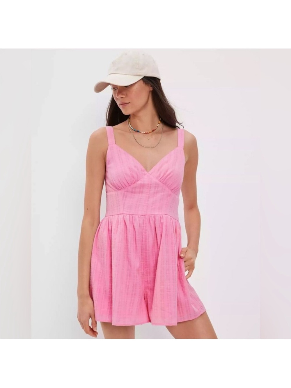 American Eagle Outfitters Pink Sleeveless Romper